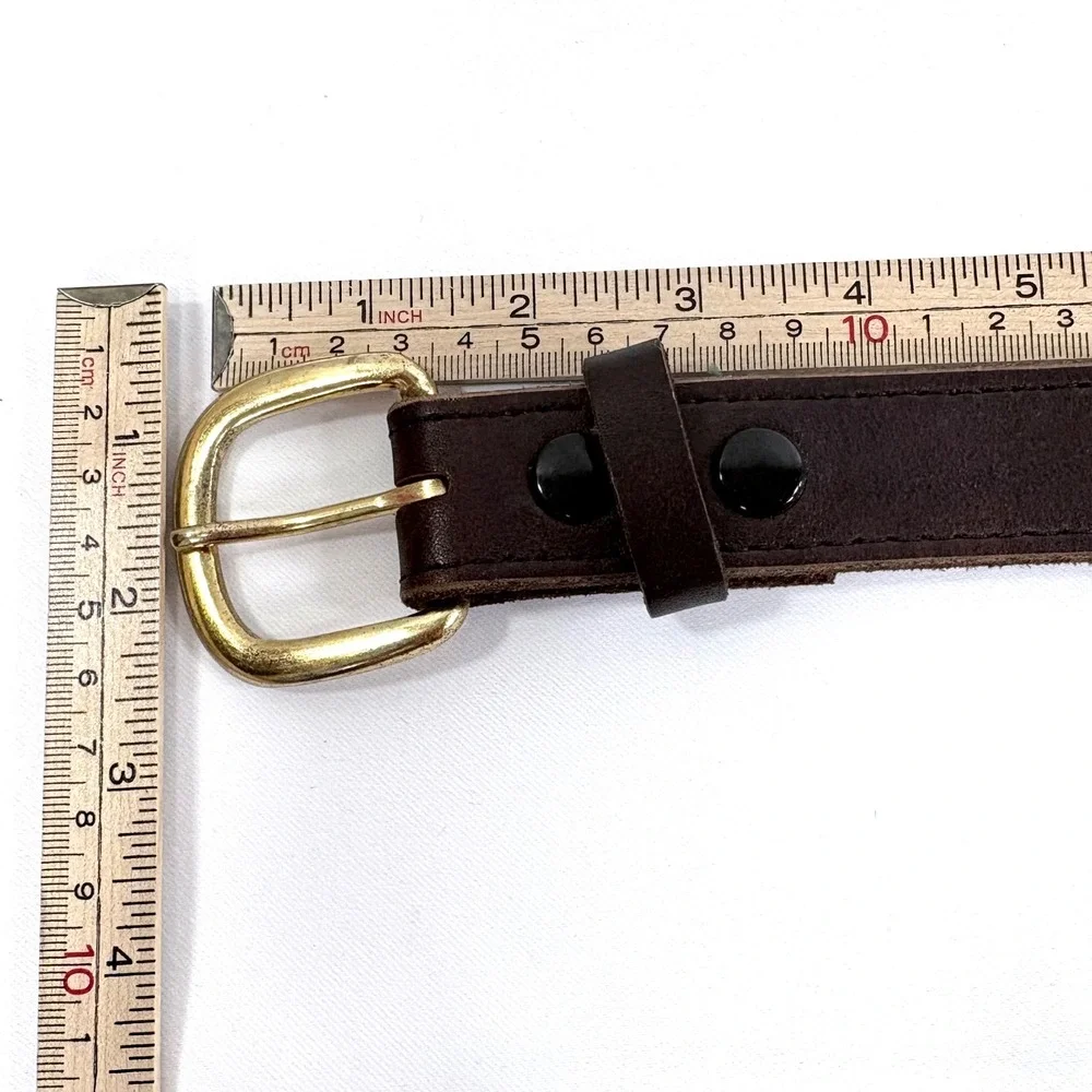 Marc Wolf Ltd Belt Brown Leather Gold Buckle‎ Made in USA 201 Size 48 Mens